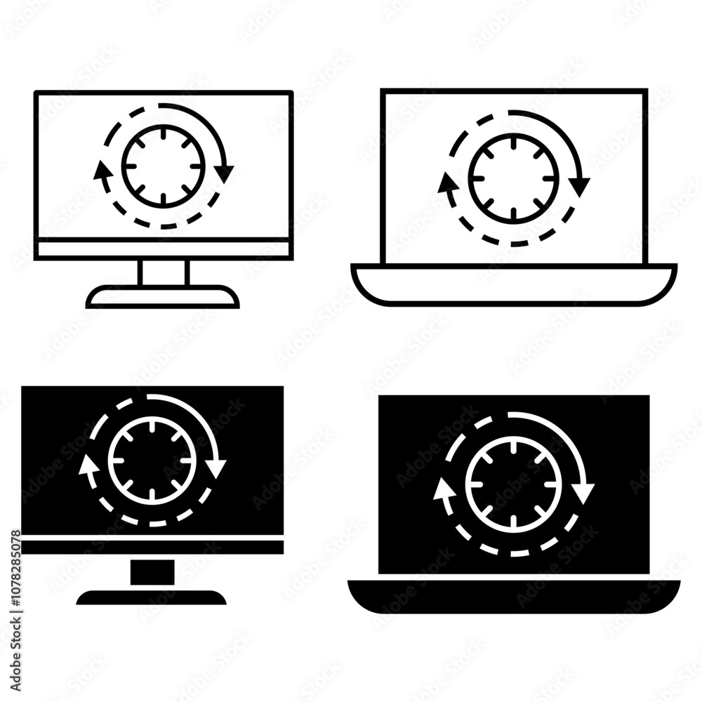 Poster loading icon vector set. update system illustration sign collection. concept of upgrade application 