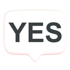 YESの文字の吹き出し3Dアイコン(正面)