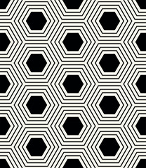 Vector seamless pattern. Modern stylish texture. Repeating linear geometric tiles. Bold monochrome hexagons Trendy graphic design. Can be used as swatch for illustrator.