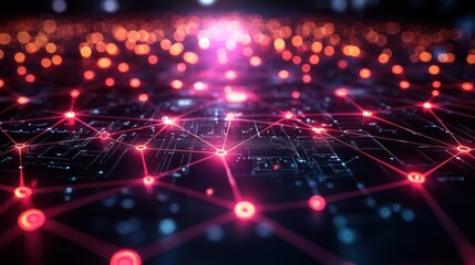 Abstract digital network representation with glowing connections.