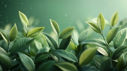 Obraz premium green natural tea leaves with alpha channel 3d rendering