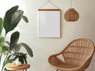 Calendar mock up in minimalist room interior: 
3d render wall calendar mock up in a minimalist modern white interior room.