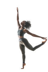 Obraz premium Woman doing dancing exercise transparent background
