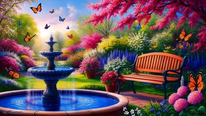 lifelike painting captures a stunning Spring Garden