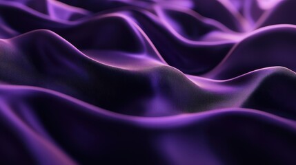 Obraz premium Elegant Purple Fabric Waves Texture with Smooth and Shiny Finish Ideal for Backgrounds, Textiles, and Design Projects Featuring Flowing Curves and Rich Color Depth