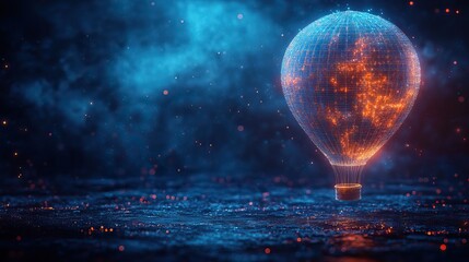 holographic image of a hot air balloon futuristic element 3d rendering