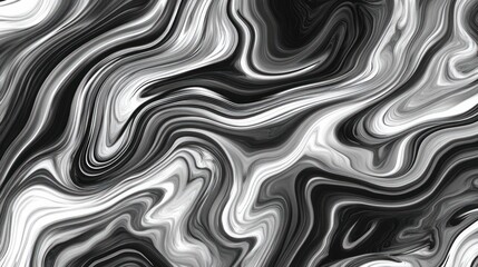 Abstract Swirling Black and White Liquid Marble Pattern