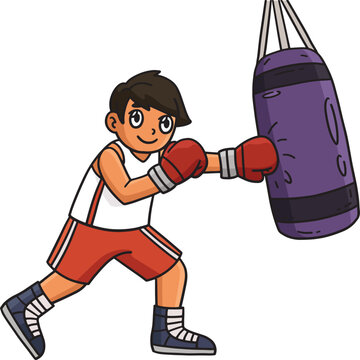 recommend clip art: Boxing Boxer and Punching Bag Cartoon Clipart