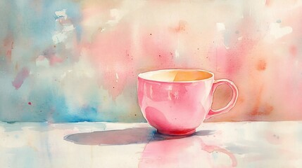 Soft Pastel Watercolor of a Baby s Training Cup for Nursery Decor
