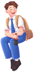 Boy Student Relaxing with a Drink After School Illustration