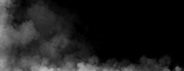 Panoramic view misty fire smoke background. Abstract texture overlays for copyspace. Stock illustration.