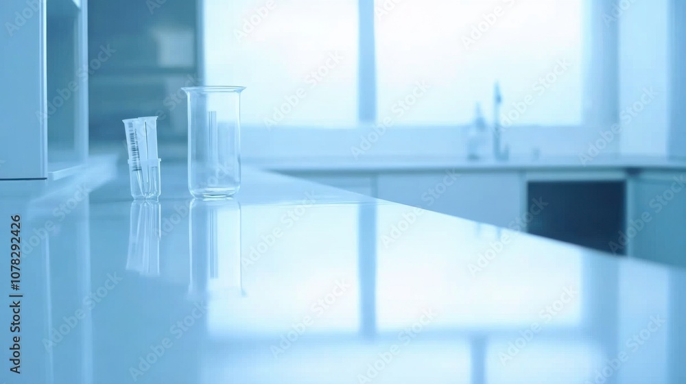 Poster soft lab lighting with ample counter space
