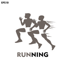 Run, running man, side view. Abstract isolated vector silhouette. Sprint. Athletics
