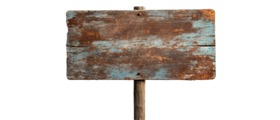 A wooden sign with a blue background. transparent background