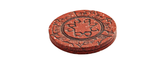A red and white circle with a design on it. transparent background