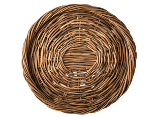Obraz premium A beautifully crafted round wicker basket, ideal for various decorative uses.