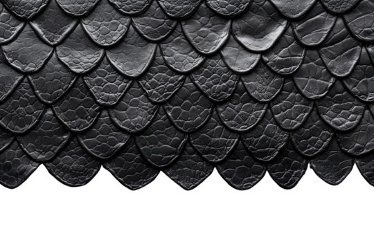 Close-up of textured black scales, showcasing intricate patterns and unique details. leather texture