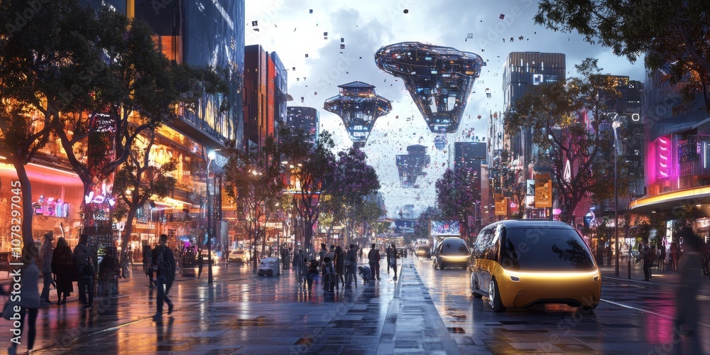 Aufkleber smart cities are using artificial intelligence (ai) technology. this image shows a 3d rendering of a