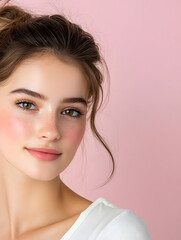 Fototapeta premium Elegant High-Fashion Beauty Portraits with Radiant Skin, Glamorous Makeup, and Luxurious Skincare Glow.