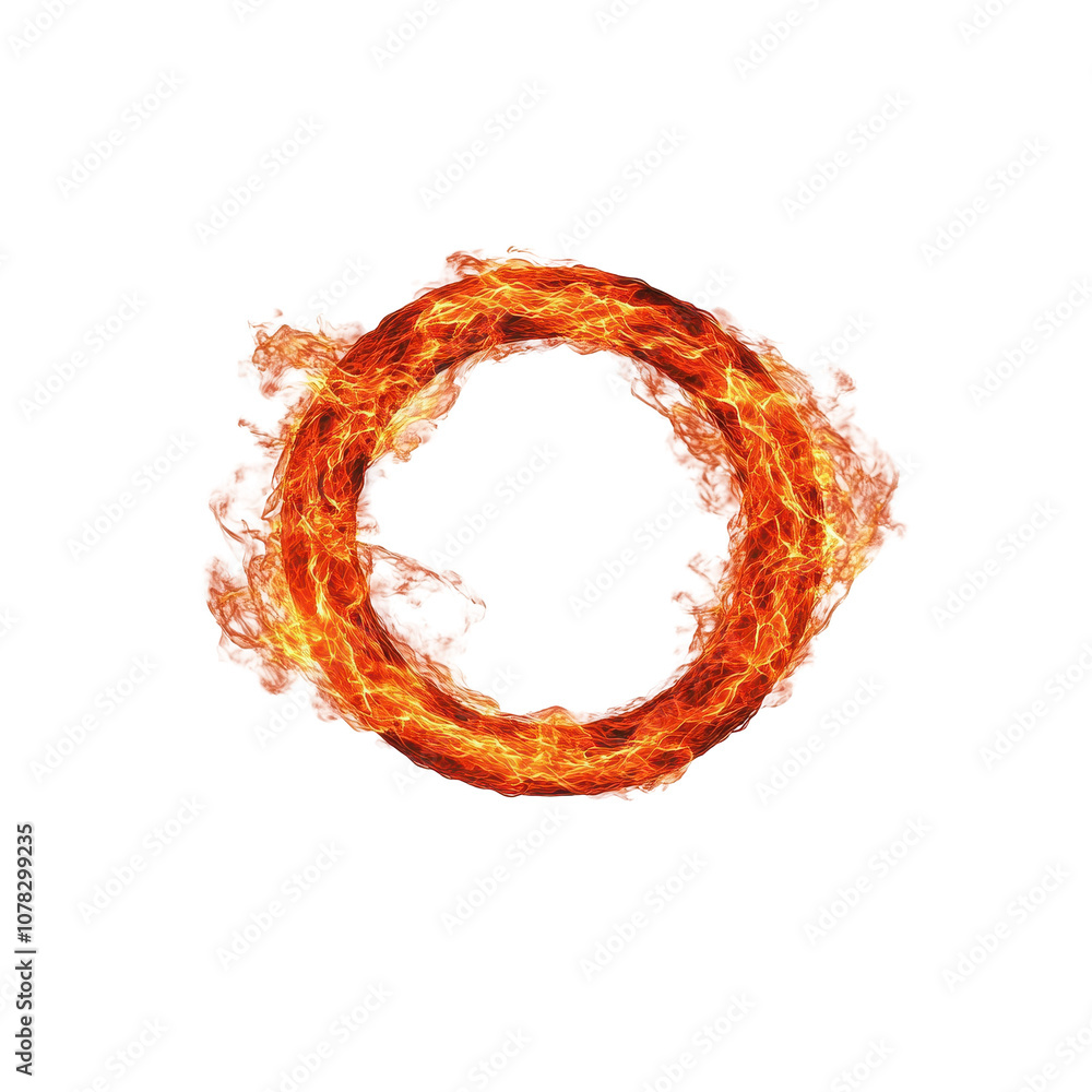 Poster The image is a close up of a circle of fire with the letter O in the middle. transparent background