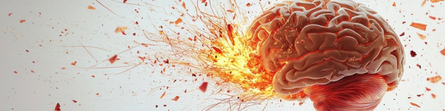 Creativity concept with a brain exploding in colors. Mind blown concept