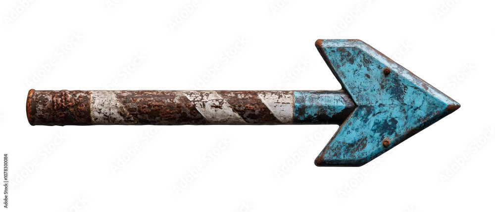 Poster a rusty arrow pointing to the right. transparent background