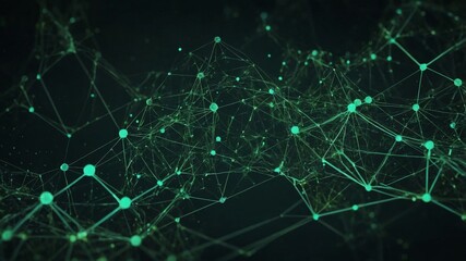 Abstract green polygonal space with connecting dots and lines