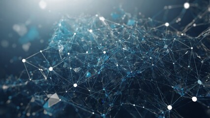 Abstract low poly blue and white technology background