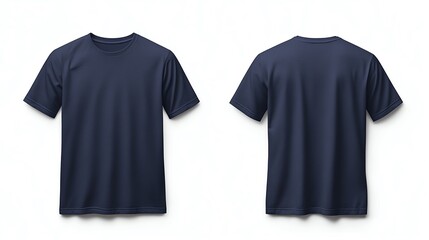 Fototapeta premium Navy blue t-shirt, front and back view.