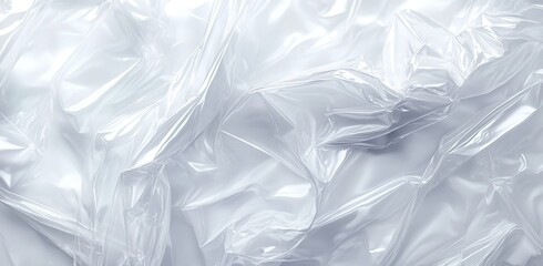Obraz premium White plastic bag texture, transparent and soft plastic film material, white background 