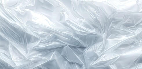 Fototapeta premium White plastic bag texture, transparent and soft plastic film material, white background 