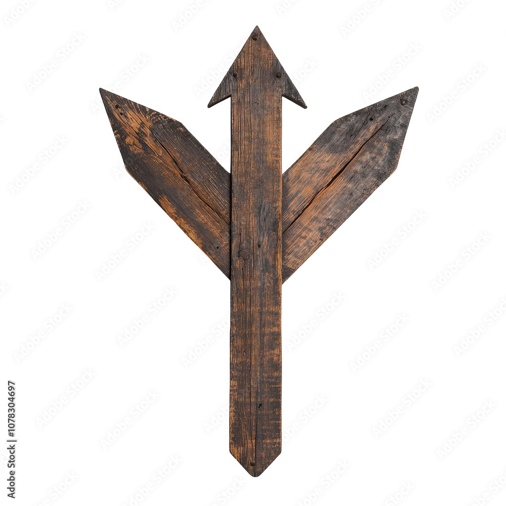 Poster a wooden arrow pointing upwards with a y in the middle. transparent background