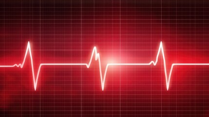 Naklejka premium A vibrant red electrocardiogram (ECG) line displaying heart rate fluctuations against a grid background.