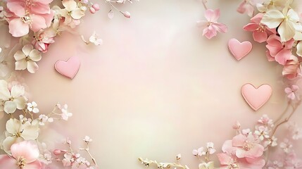 Fototapeta premium Two Hearts in a Floral Frame