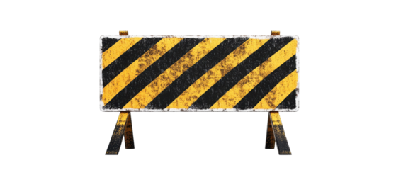 A yellow and black striped sign with a black and yellow stripe. transparent background