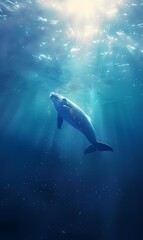 Naklejka premium Whales on the seabed