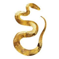 蛇のイラスト、金箔、ゴールド、年賀、賀正、透過背景