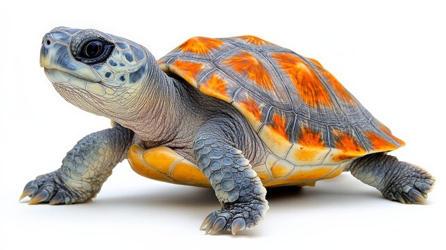 Close-up of a Turtle with a Colorful Shell