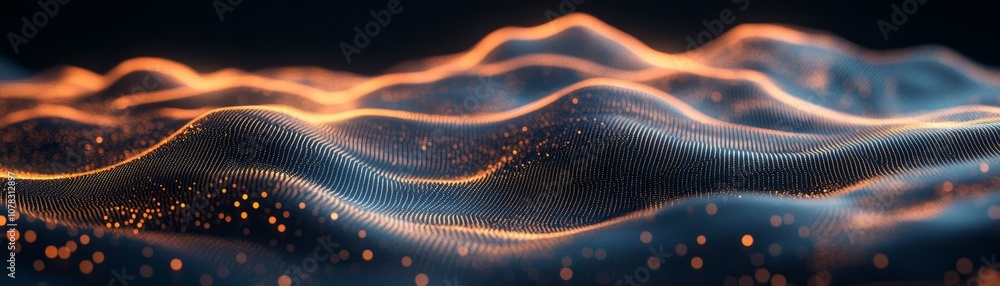 Poster explore the dynamic flow of light and texture in abstract digital landscapes