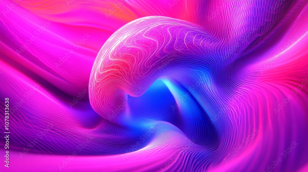 Poster explore the vibrant world of abstract digital art with fluid motion and colorful patterns