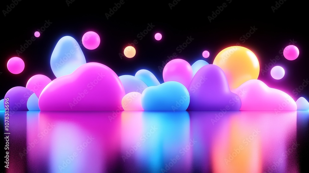 Poster Create stunning 3d renderings of colorful abstract shapes for visual impact
