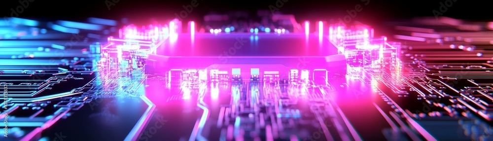Poster explore how innovative technology powers the future of computing with vibrant circuitry designs
