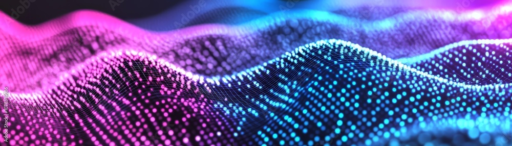 Poster explore dynamic digital waves in vibrant colors to enhance your visual experience