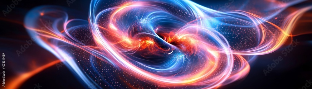 Poster explore the dynamic interaction of light and energy in abstract visual artworks