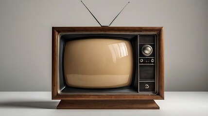 Retro wooden TV box cut out with frame screen cut out
