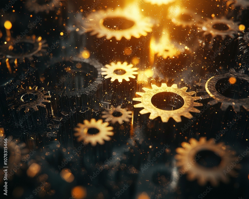 Poster interlocking gears working together. ai.