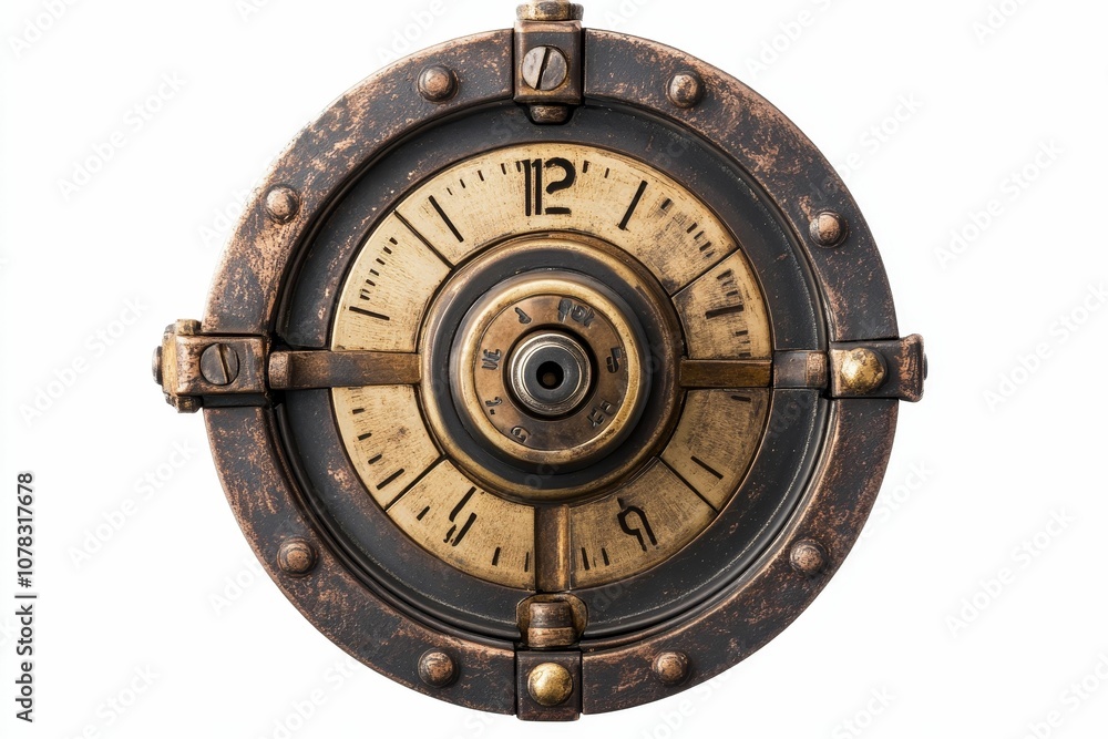 Poster steampunk clock with intricate details.