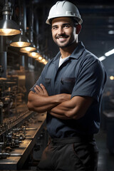 Man in the Factory proud of his work