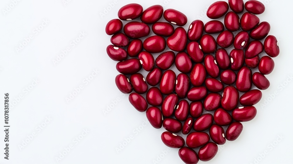 Poster heart made of red beans. the beans are arranged in a way that they form a heart shape