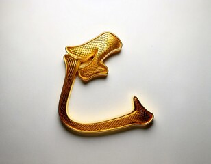 金色に輝く「巳」の筆文字 - 白背景（一）